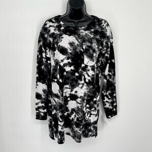 Jenni NWT Women's Long Sleeve Round Neck Sleep Shirt Size S White Dynamic Tiedye